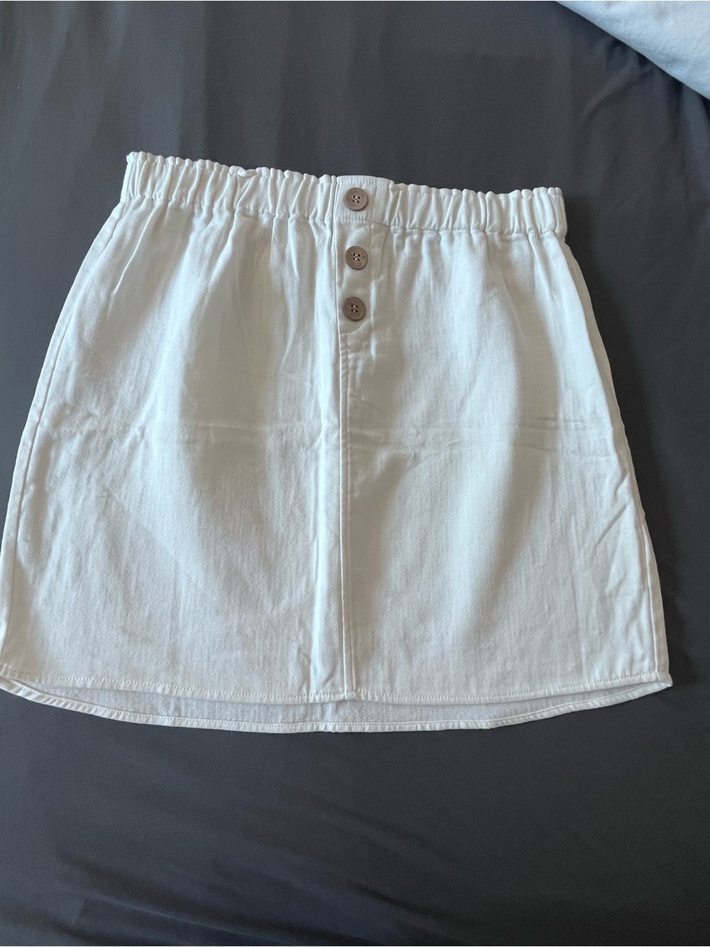 100% Cotton Coastal  Women’s Cream Button-Front Elastic Waist Summer  Mini Skirt